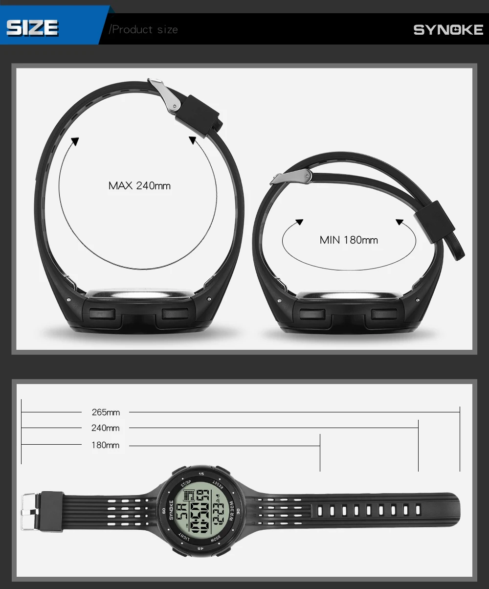 SYNOKE Mens Digital Watches Fahion Sport Fitness Watch G Shock Waterproof Watch Male Clock Watches Man Fashion Stopwatch