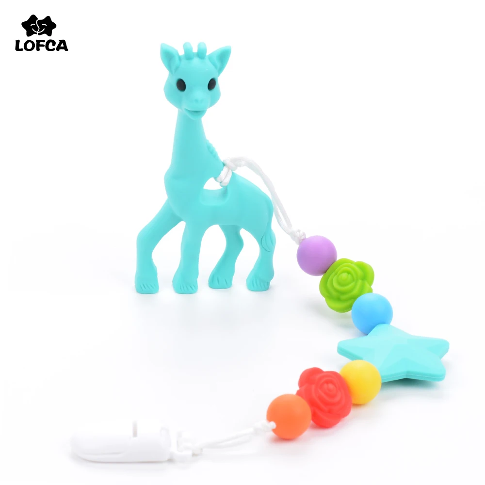 

Silicone Giraffe Teething Pacifier Clip BPA Free Giraffe Teether Toy Silicone Teething Accessory Baby Carrier Chew Pacifier Clip