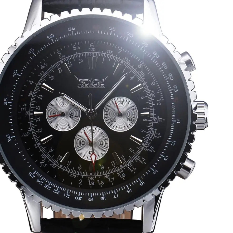 

Top Luxury Brand Mens Automatic Watch 6 Pins Mechanical Watches Men Multifunction Gear Case Army Wristwatch Leather Strap Gift