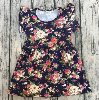 

cotton with Floral Baby Frocks one circle Flutter sleeves Summer party Dress