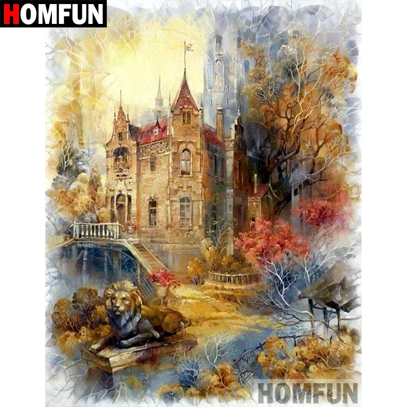 

HOMFUN 5D DIY Diamond Painting Full Square/Round Drill "Castle scenery" Embroidery Cross Stitch gift Home Decor Gift A08014