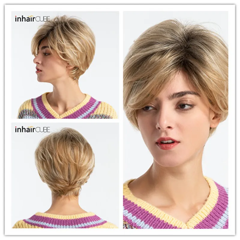 INHAIR CUBE 8 дюймов женские парики Омбре синтетические волосы натуральные пушистые