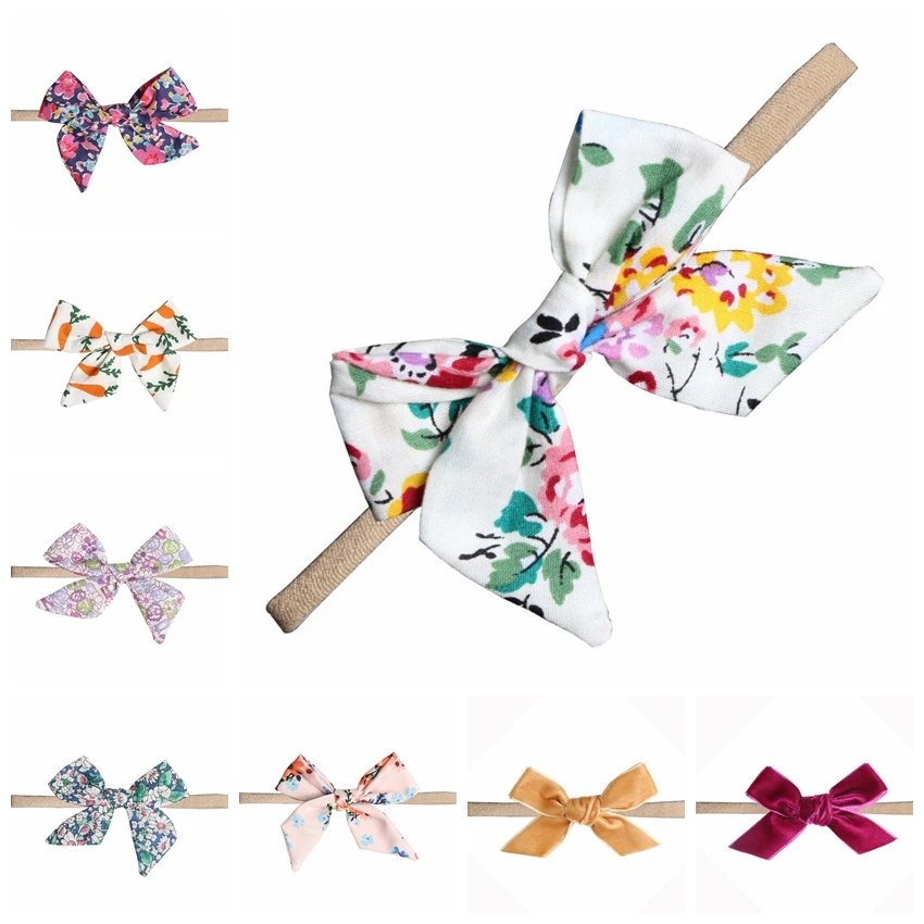 

10 pcs/set, Floral Hand Tied Bow Headband, Flower Headbands, Sailor Bow Nylon headband, Baby Girls Hair Accessories