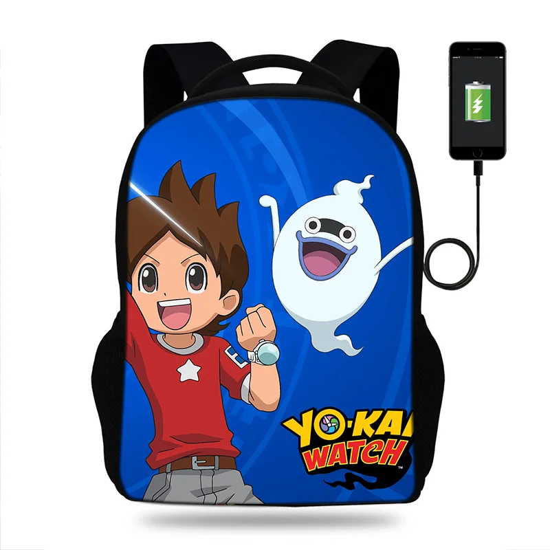 Cartoon Yo Kai Watch USB Charge Backpack Male Mochila Escolar Laptop Backpack men School Bags Backpack for teens Boys/Girls