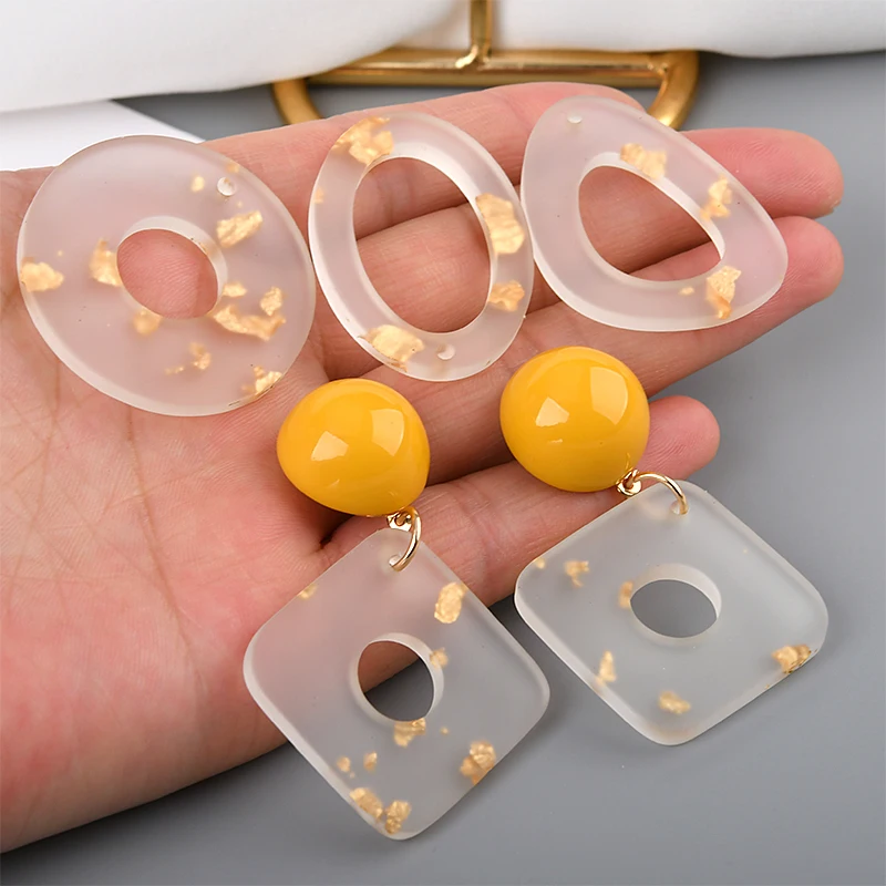 

Min order 20pcs/lot Sequin transparent matte geometry rounds/square/ovals shape resin beads diy jewelry earring accessory