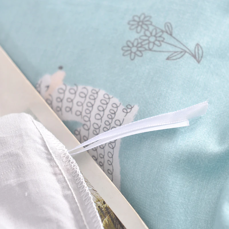 Милый светильник альпака, Синий Комплект постельного белья из хлопчатобумажной ткани, 4 шт., двуспальный пододеяльник, пододеяльник, наволочки для подушек