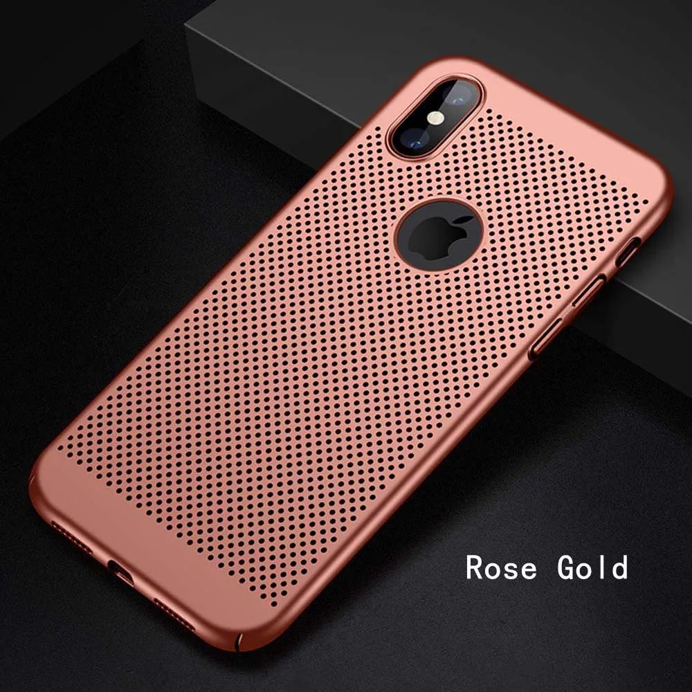 Rose Gold Heyytle ультра тонкий чехол для iPhone X 6 6s 7 8 Plus полые чехлы с рассеиванием тепла Жесткий ПК для iPhone XS MAX XR X задняя крышка Coque - Цвет: Rose Gold
