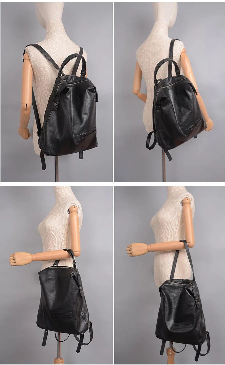 Zency, Модный женский рюкзак из натуральной кожи, Большая вместительная Женская дорожная сумка для ноутбука, ранец для девочки, школьный рюкзак, черный, синий