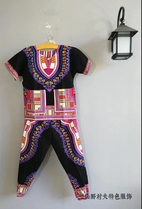 Dashiki Africa Clothing Sets Performance Costume Woman Man Children Ethnic Print Top+pants