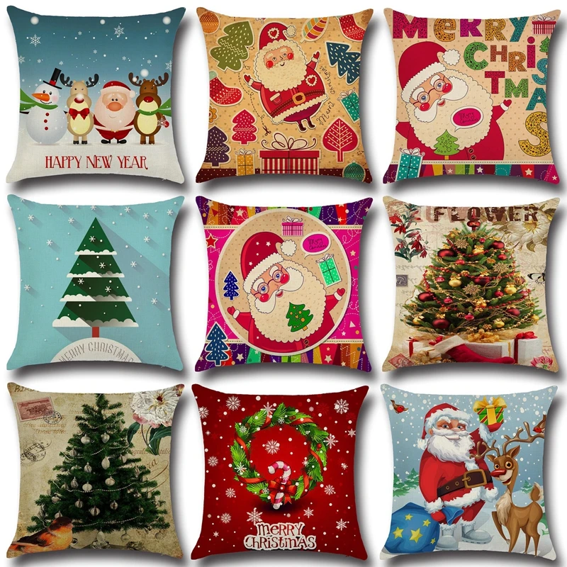 

Christmas Xmas Santa Sofa Car Throw Cushion Pillow Cover Case Home Decor Gifts