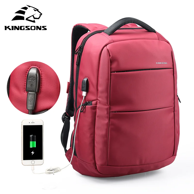 

Kingsons Brand Notebook Backpack 15.6 Inch Waterproof Laptop Backpack For Men Women External USB Charge Computer Antitheft Bag