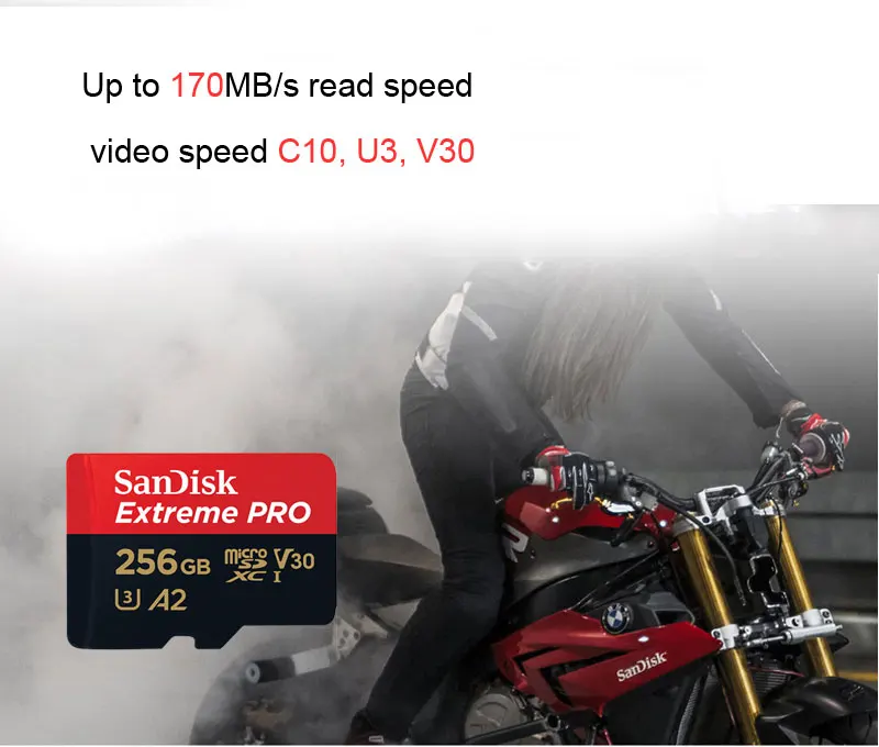 Двойной Флеш-накопитель SanDisk Extreme PRO microSDXC UHS-I Card 64 Гб 128 ГБ 256 ГБ до 170 МБ/с. читать Скорость U3 V30 A2 памяти карта TransFlash карты памяти 4 K