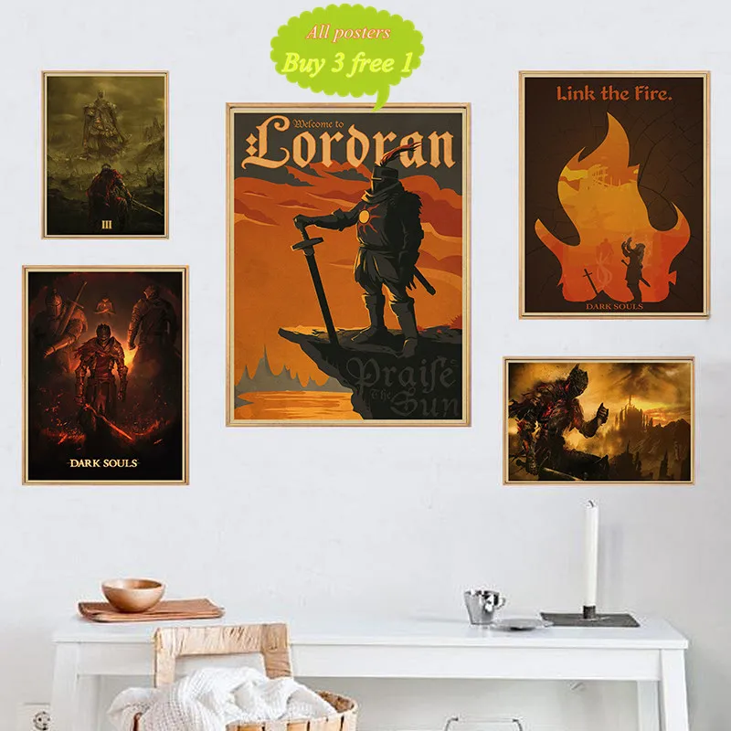 Dark Souls Classic Game Canvas Paintings Vintage Wall Posters Stickers Home Decor Gift | Дом и сад