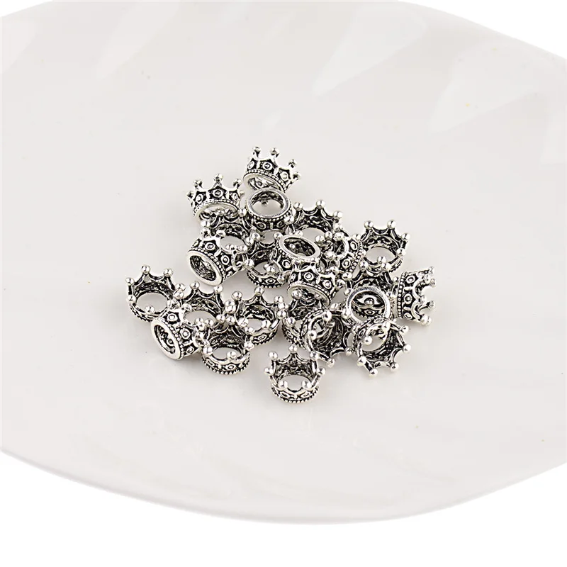 

DOUVEI Big Hole Sliver Crown Loose Spacer Beads For DIY Jewelry Making Metal Alloy Beads Fit Handmade Bracelet Accessories