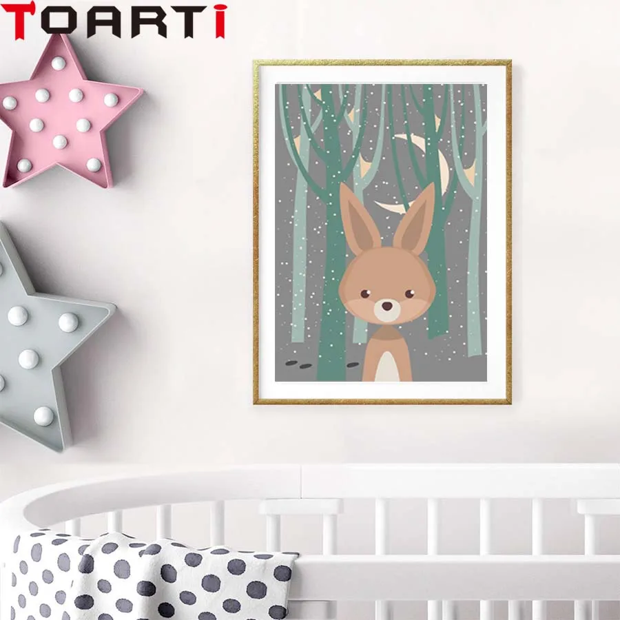 Forest Animals Deer Bear Posters Prints Cats Fox Canvas Painting Decoration For House For Kids Room Nordic Wall Art Pictures  (5)