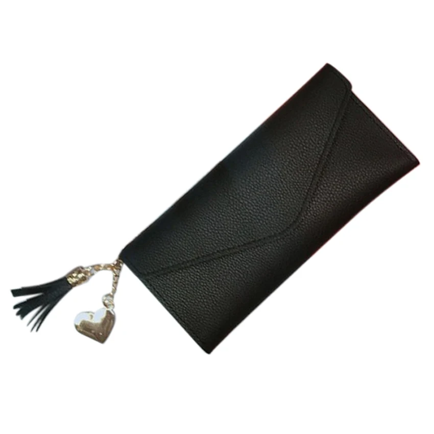 Women Vinatge PU Leather Long Tassel Wallet Female Multifunction Card