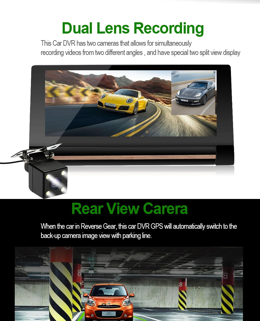 Автомобильный видеорегистратор TOPSOURCE 6,86 дюйма, 3G, gps навигация, 6,86 дюйма, Android 5,0, видеорегистратор с двумя объективами, FHD 1080 p, автомобильная черная коробка