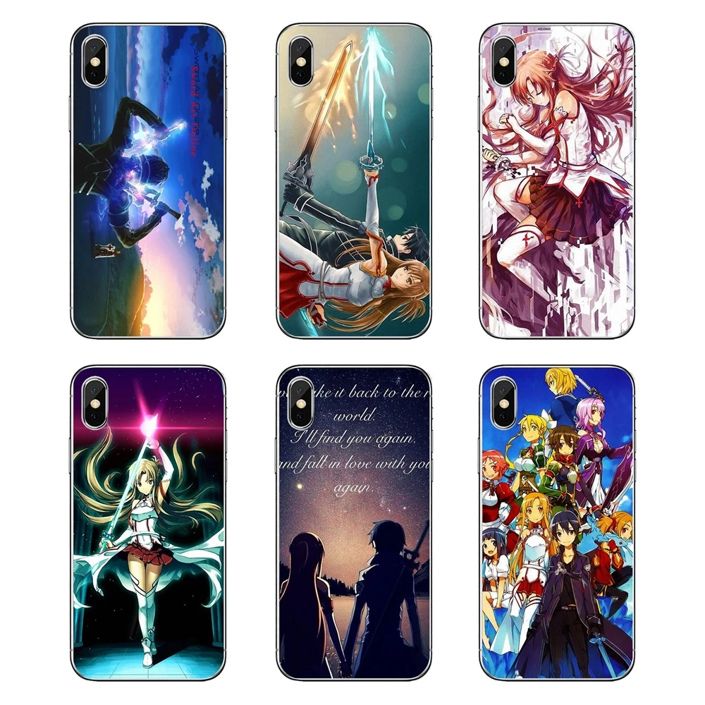 Силиконовые чехлы Kirito Asuna SAO Art Japan Anime для iPod Touch iPhone 4 4S 5 5S 5C SE 6 6S 7 8 X XR XS Plus MAX |