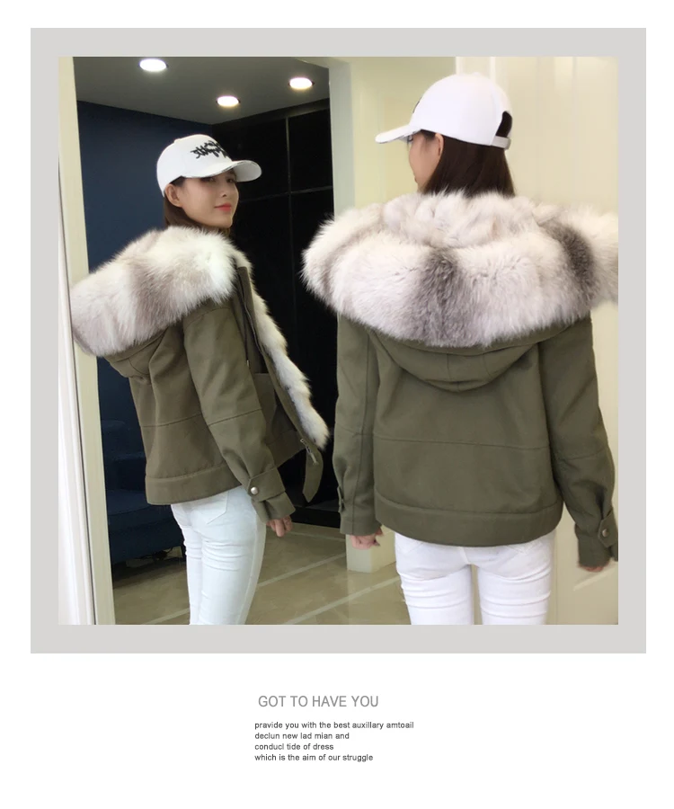 Top women new parkas real fox fur hoody collar liner 100% genuine army green coat genuine fur jacket warm thick female winter cloth 3 Top women new parkas real fox fur hoody collar liner 100% genuine army green coat genuine fur jacket warm thick female winter cloth 3