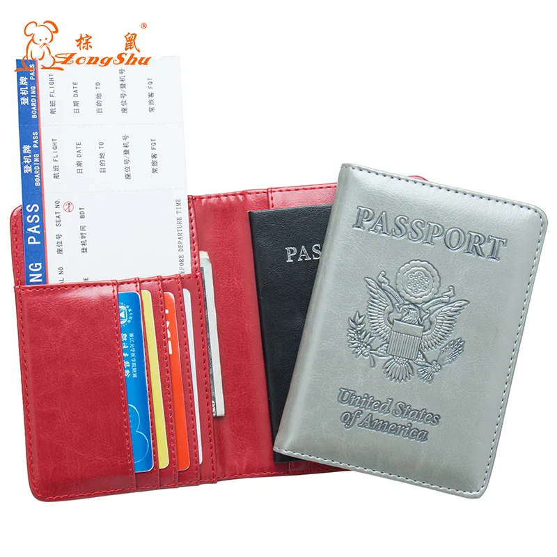 Купить USA Oil Gray Convenient Double-Headed Eagle Pu Leather Passport Holder Built In Rfid Blocking Protect Personal Information  Багаж и сумки | Card  ID Holders (32918671870)