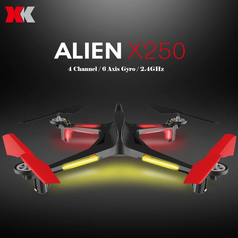 

New Arrvial ALIEN XK X250 RC Drone Without Camera toys2.4GHz 4CH 6-Axis RC Quadcopter A Key Return Headless RC Aircraft RTF