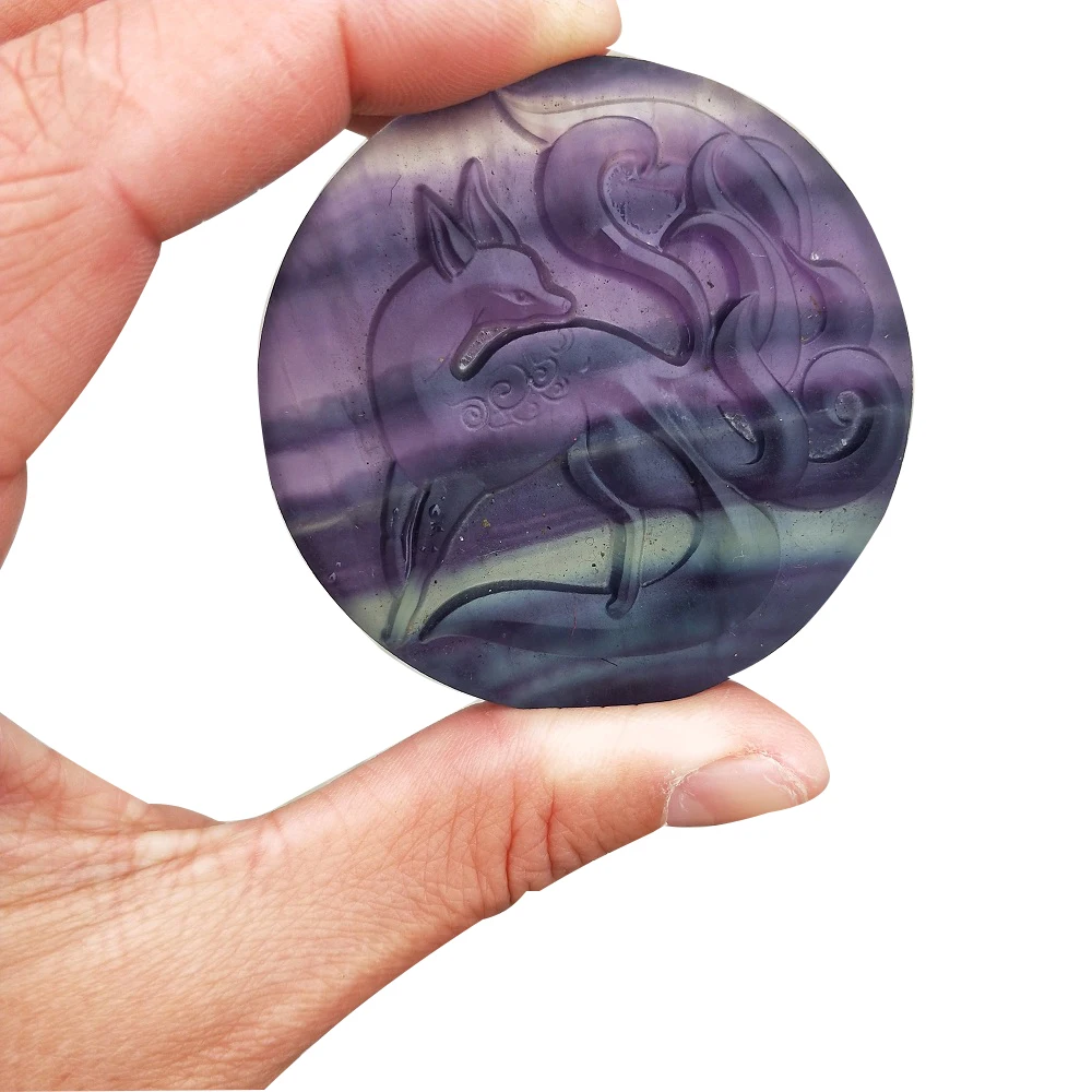 AAAA Natural gem crystal animal colorful fluorite crystal carving, nine-tailed fox statue decoration AAAA Natural gem crystal animal colorful fluorite crystal carving, nine-tailed fox statue decoration