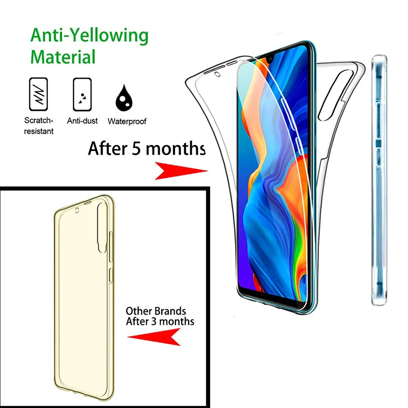 Двойной Мягкий силиконовый чехол с полным покрытием для Huawei P30 P20 P10 P9 P8 P Smart Plus Y9 Y6