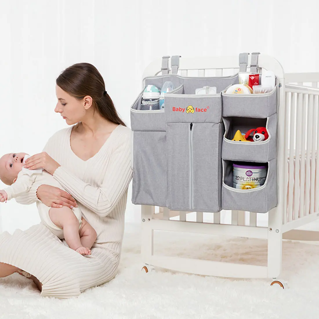 

Children's Bed Hanging Bag Baby Crib Portable Multi-function Bedside Diaper Organizer Cradle Bedding Accessories