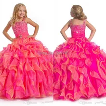 Пышные платья для девочек бальное платье из органзы, платья для девочек с цветами, блестками и бусинами, многослойное платье до пола, осень