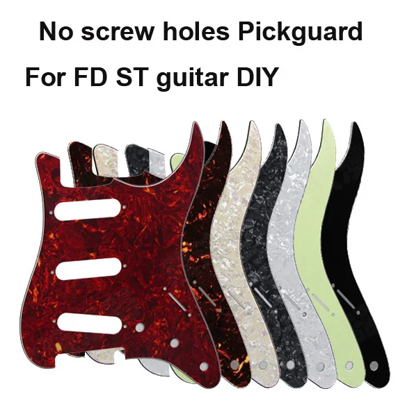 

Free shipping!3Ply 3 Single pickup DIY Guitar Pickguard NO Side Holes Pickguard with Transparent Template For FD ST Style Guitar