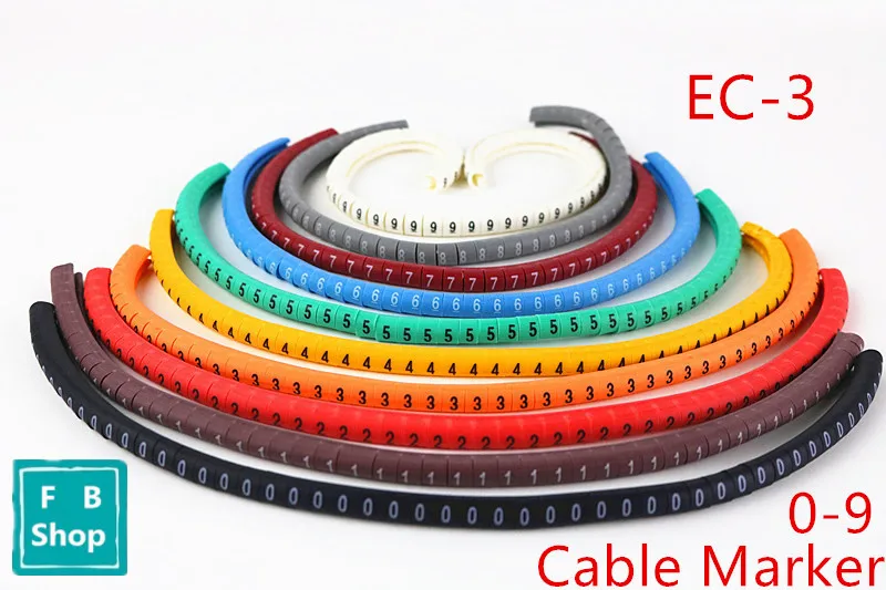 

500PCS EC-3 Size 6 sqmm Colored Cable Wire Marker 0 to 9 For Cable