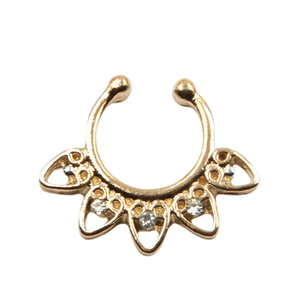 1PCS New Arrival Fake Septum Clicker Non Piercing Hanger Alloy Heart Nose Hoop Nose Rings Clip On Jewelry Body Piercing Jewelry