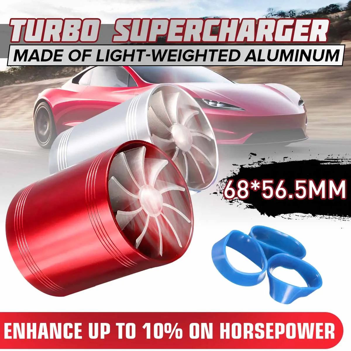 

68mm x 56.5mm Universal Car Air Filter Intake Fan Fuel Gas Saver Supercharger MV77942B For Turbine Turbo Charger Turbocharger