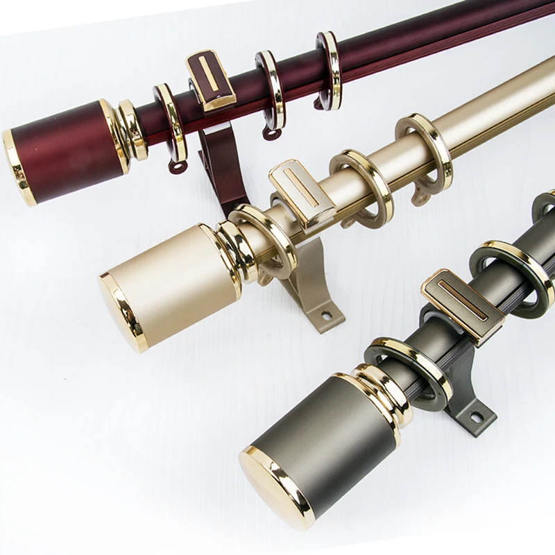 

Thickened single pole and double pole aluminum alloy olden rose silver elegant curtain pole decorative curtain rod