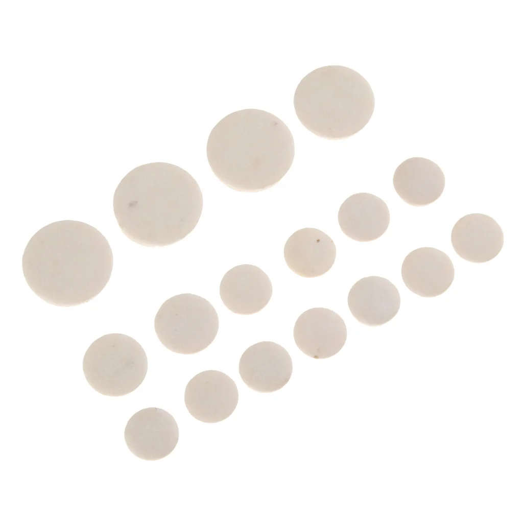 17 Pieces Clarinet Key Cushion Pads Mat for Woodwind Instrument Parts 17/15/12/10mm Diameter