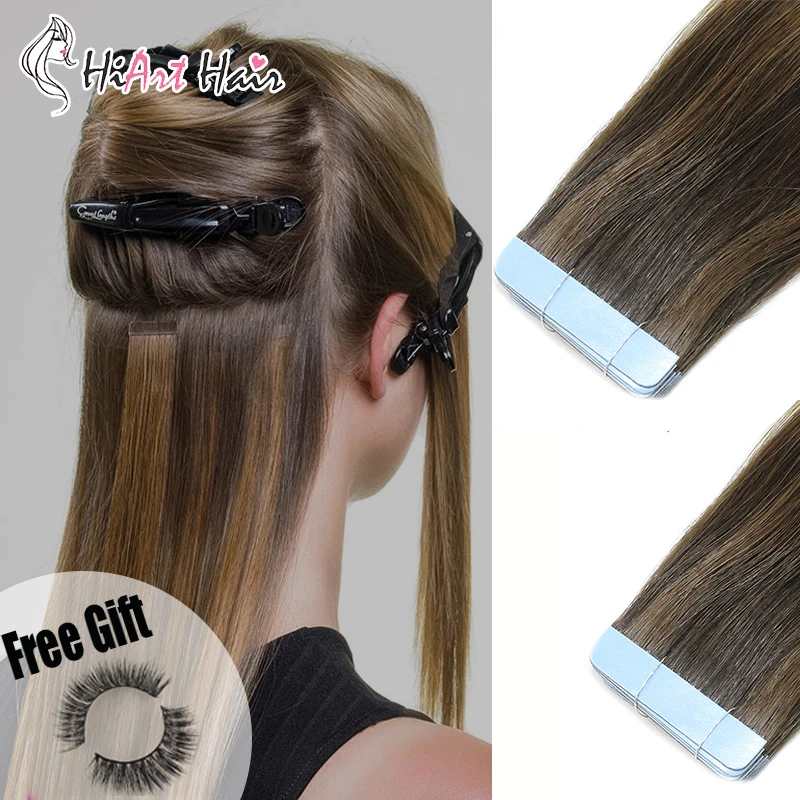 

HiArt 2.5g/pc Tape Hair Extensions Real Human Virgin Cuticle Remy Hair Salon Double Drawn Pre Bonded Hair Extension 18"20"22"