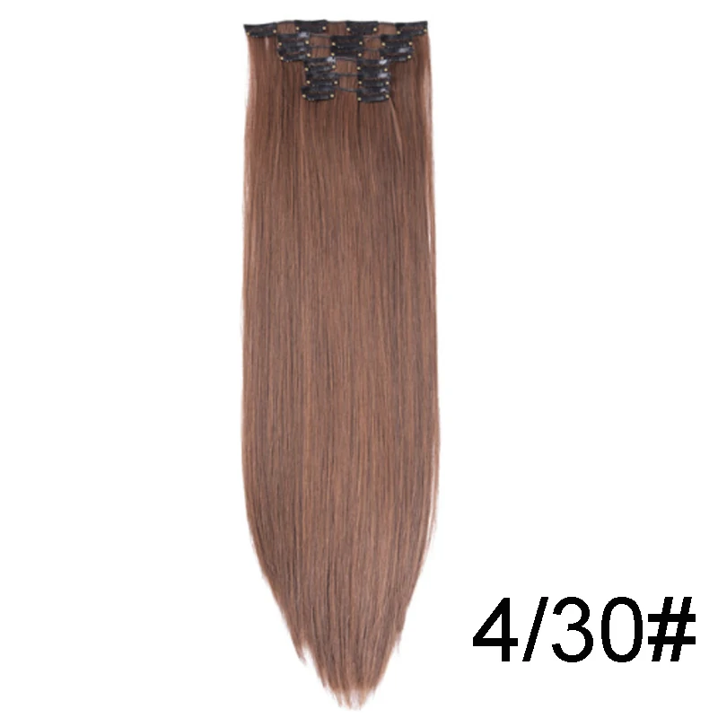 Imstyle 6 шт./компл. 14 цветов зажим для волос удлиняющие Синтетические прямые поддельные накладные волосы для женщин 22 дюймов термостойкие - Цвет: 4/30 #