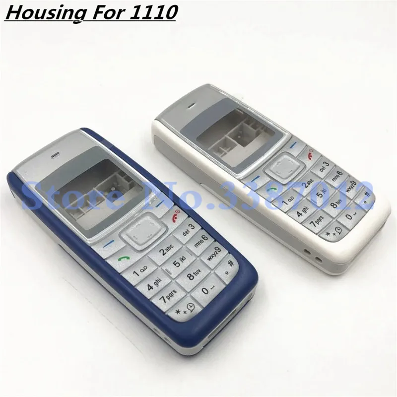 

New Full Housing Case For Nokia 1110 Facing Front Frame+Middle Frame English Keypads+Battery Rear Door Back Cover