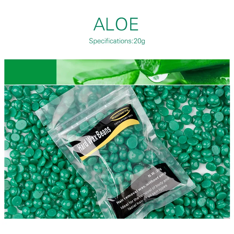 ELECOOL 20g Green Apple Flavour Hair Removal Painless Wax Beans No Strips Bikini Body Hair Removal for All kinds of Skin
