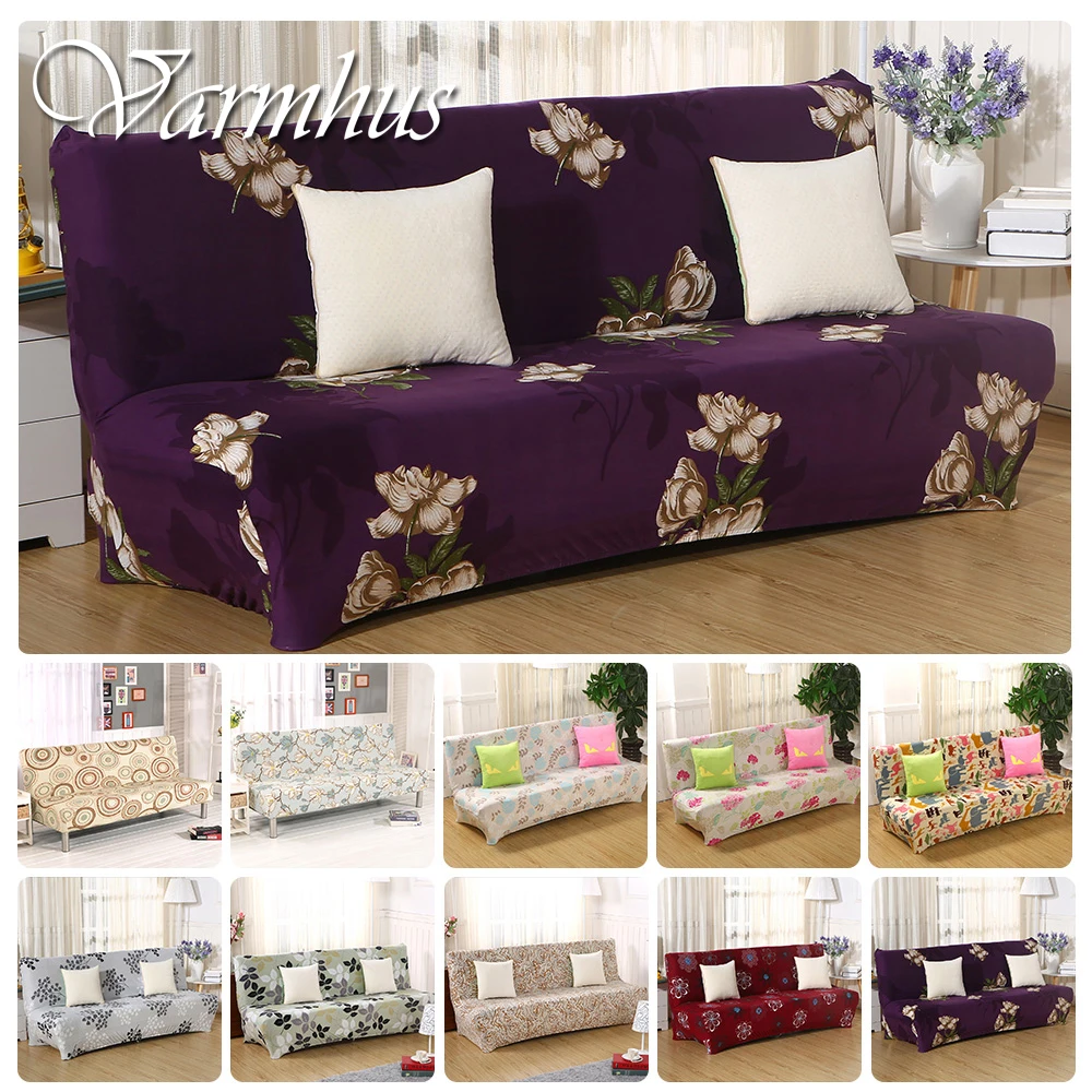 Varmhus Pattern Plush Folding Armless Sofa Cover Furniture Seater