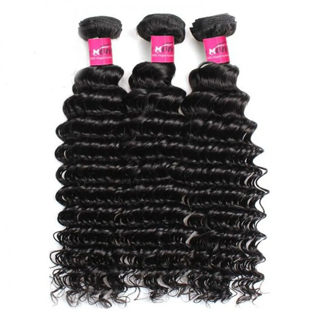 Deep Wave Remy Hair Bundles 3Pcs Lot 100% Indian Human Hair Weave