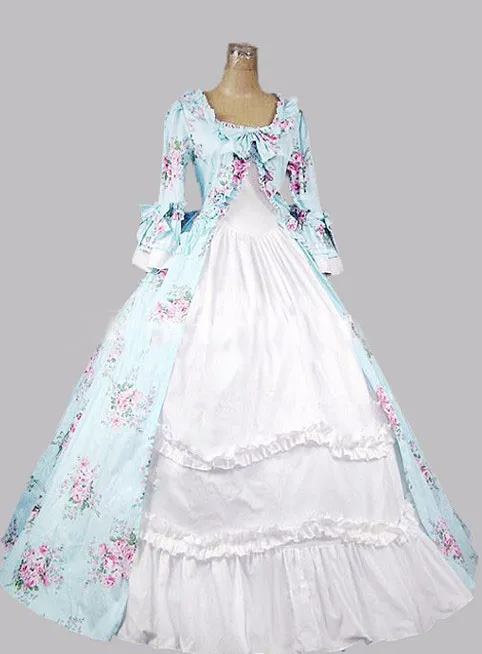 Винтаж костюмы Готический Средневековый Ренессанс queen Цветочный принт платья Southern Belle принцессы бальные платья для Для женщин
