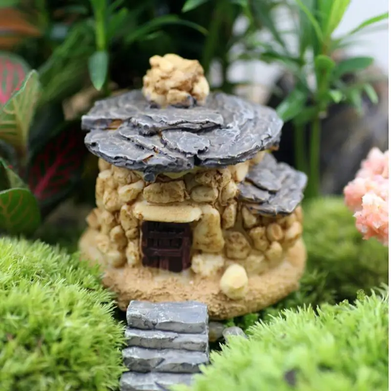 NEW Hot Sale Stone House Fairy Garden Miniature Craft Micro Cottage Landscape Decoration Random Style For DIY Resin Crafts