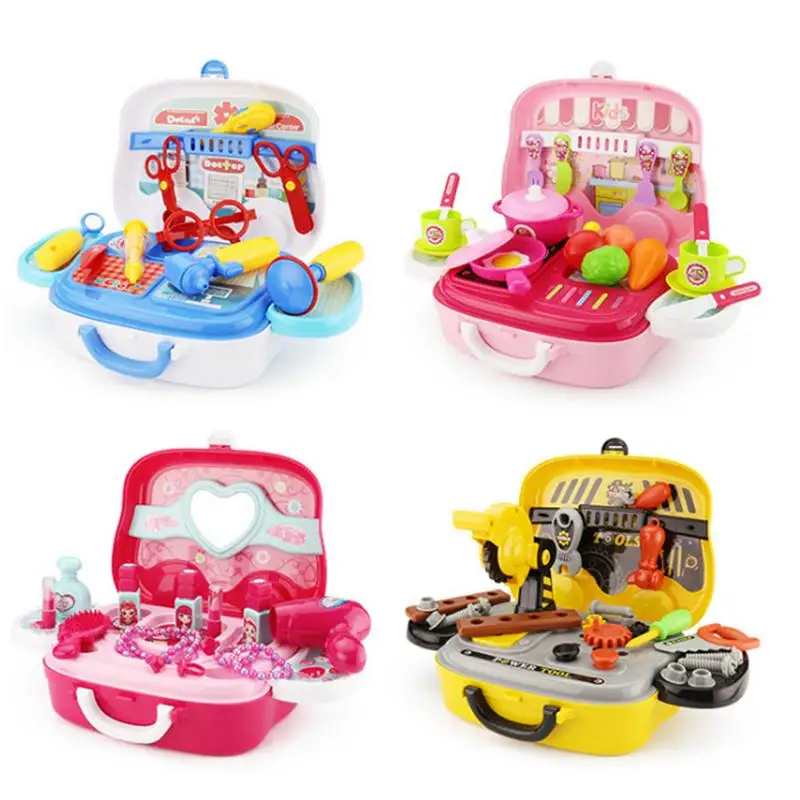 

Children's House Play Educational Toy Set Medical Care Kitchen Tool Cosmetics Portable Suitcase Toy