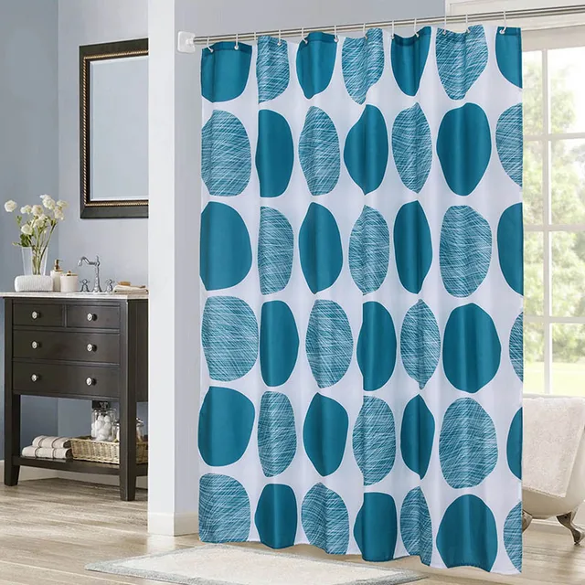 Blue Neat Circle Pattern Bathroom Curtain Waterproof High Quality