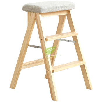 

Modern Simplicity Solid Wood Foldable Step Stool Firm and Strong Bench Household Kitchen High Step Stool Bearing 100KG