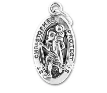 

oval shape anti-silver Small St. Christopher charm good jewelry