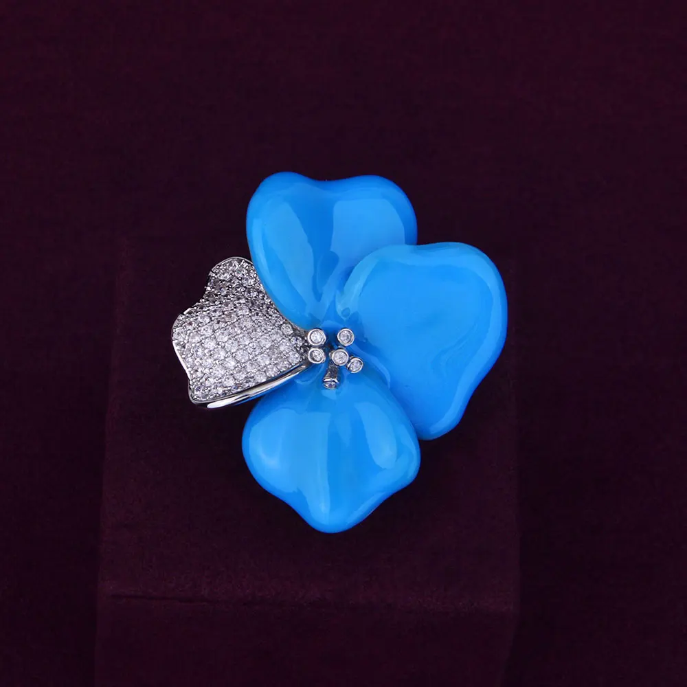 GODKI 45 мм 4 листа счастливый цветок Роскошные бегония цветы кубический цирконий обручальное кольцо для женщин блестящее элегантное кольцо ручной работы