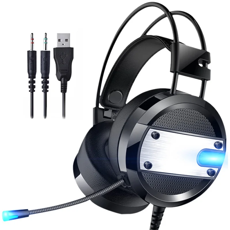 

Stereo Gaming Headset Casque Deep Bass Surround Sound Over-Ear Headphones Earphone with Mic LED Light for PC Laptop Smartphone