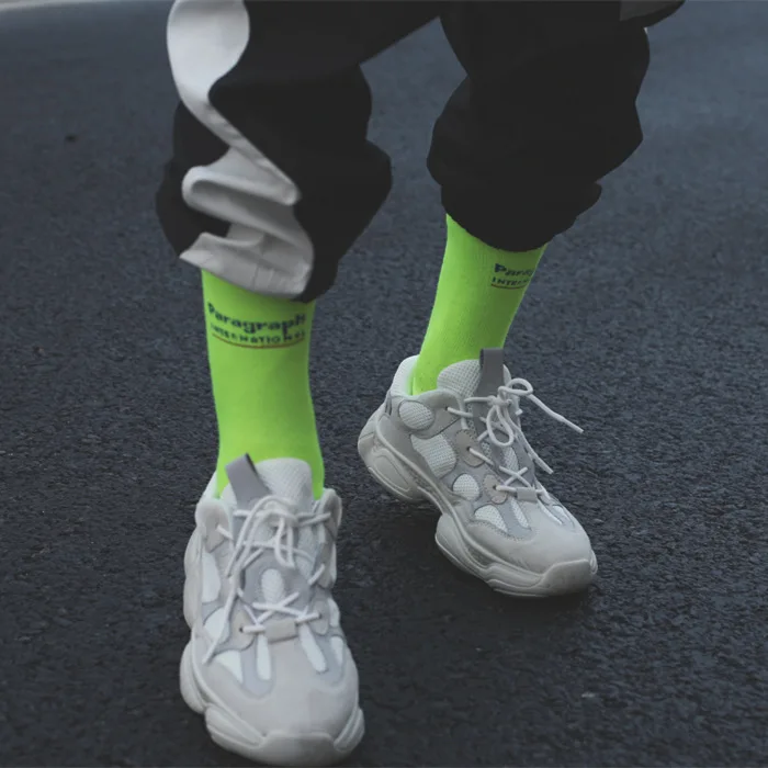 

new fluorescent color socks green socks ins Harajuku style men and women in the tube socks street shooting tide socks